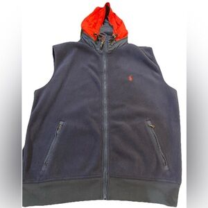 Polo Ralph Lauren Vintage Fleece Vest Gilet w/ Zip Away Contrast Hood Size XLT